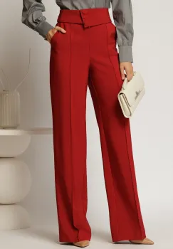 Pantaloni eleganti bordo cu 3 nasturi si croi evazat imagine