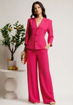 Pantaloni fucsia din viscoza evazati imagine