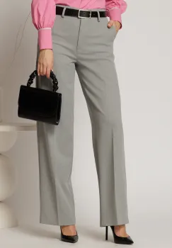 Pantaloni gri cu croi drept cu adaos de viscoza imagine