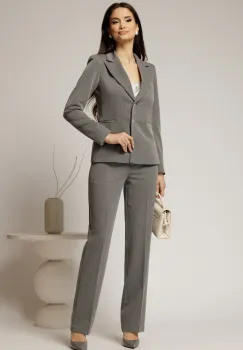 Pantaloni gri office cu croi pana imagine