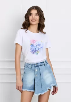 Pantaloni Lavinia scurti bleu din denim imagine
