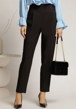 Pantaloni lungi negri croi conic si nasturi pe talie imagine