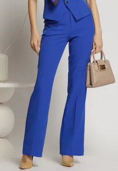 Pantaloni Melody albastri lungi croi usor evazat imagine