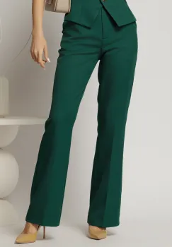 Pantaloni Melody verzi lungi croi usor evazat imagine