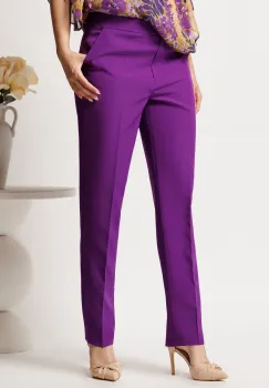 Pantaloni mov din stofa cu croi conic si buzunare- Viada imagine