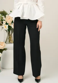 Pantaloni Moze office din stofa negri cu croi lejer imagine