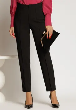 Pantaloni negri cu croi conic si cusaturi imagine