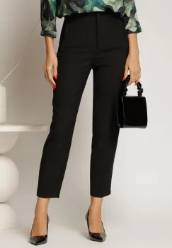 Pantaloni negri cu croi conic si talie inalta imagine