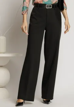 Pantaloni negri cu croi drept cu adaos de viscoza imagine