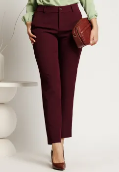 Pantaloni office din stofa mov pruna simpli cu buzunare imagine