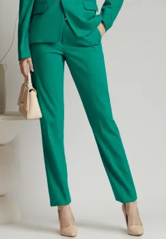 Pantaloni office din stofa verzi cu buzunare imagine