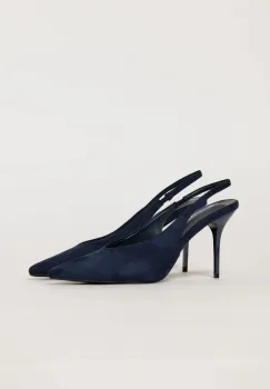 Pantofi bleumarin eleganti din piele intoarsa ecologica si toc stiletto imagine
