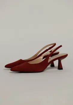 Pantofi bordo eleganti din piele intoarsa ecologica imagine