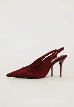 Pantofi bordo eleganti din piele intoarsa ecologica si toc stiletto imagine