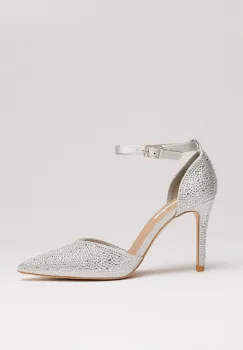 Pantofi eleganti argintii cu aplicatii stralucitoare imagine