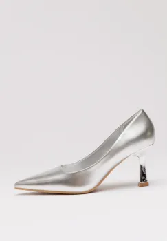 Pantofi eleganti argintii metalizati imagine