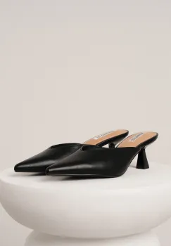 Pantofi eleganti din piele ecologica negri decupati la spate imagine