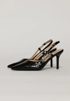 Pantofi eleganti negri cu imprimeu sarpe imagine
