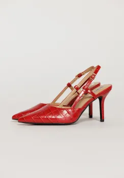 Pantofi eleganti rosii cu finisaj impletit imagine