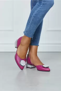 Pantofi Elena magenta cu toc jos