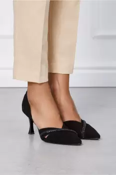 Pantofi Elena negri cu strasuri pe varf