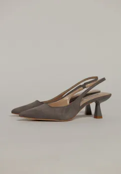 Pantofi gri eleganti din piele intoarsa ecologica imagine