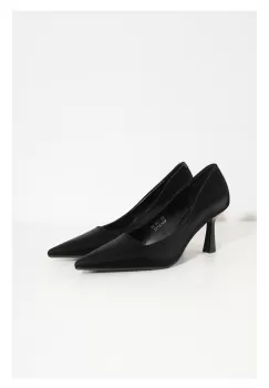 Pantofi Lara negri din material satinat imagine