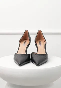 Pantofi negri eleganti din piele ecologica cu model snake imagine