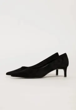 Pantofi negri eleganti din piele intoarsa ecologica cu toc jos imagine