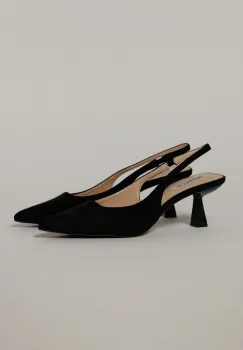 Pantofi negri eleganti din piele intoarsa ecologica imagine