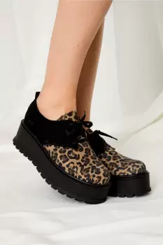 Pantofi oxford cu animal print si talpa inalta