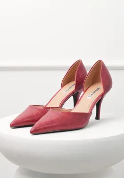 Pantofi rosii eleganti din piele ecologica cu model snake imagine