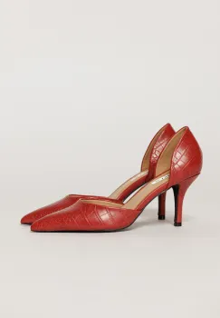 Pantofi rosii eleganti din piele ecologica cu model snake imagine