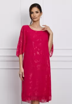 Rochie Alis fucsia din voal cu fir lurex imagine