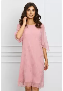 Rochie Alis roz prafuit din voal cu fir lurex imagine