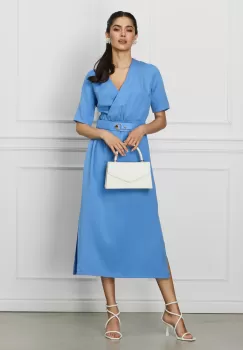 Rochie Ami bleu cu buzunare si curea detasabila in talie imagine