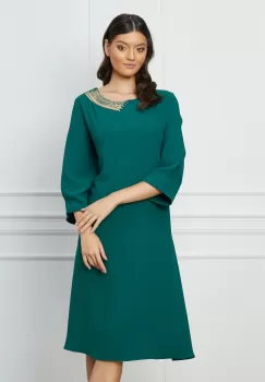 Rochie Anastasia verde cu margele la decolteu imagine
