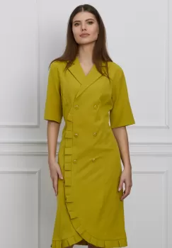 Rochie Anemona lime tip sacou cu volanas imagine