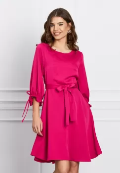 Rochie Anita fucsia cu cordon in talie imagine