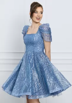 Rochie Aria bleu scurta cu paiete imagine