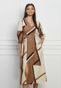 Rochie Aria maro cu imprimeuri bej imagine