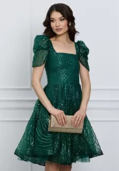 Rochie Aria verde scurta cu paiete imagine