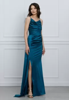 Rochie Arina turcoaz cu fronseuri imagine