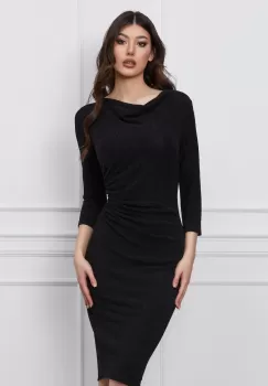 Rochie Aura neagra cu fir lurex cu fronseu imagine