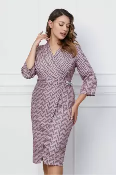 Rochie Dara roz cu imprimeu labirint gri imagine