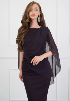 Rochie Delia mov cu capa din voal si strasuri in talie imagine