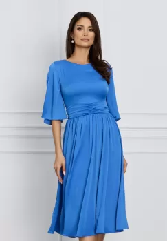 Rochie Dy Fashion albastra clos cu talie marcata imagine