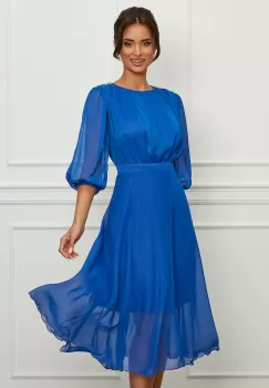 Rochie Dy Fashion albastra cu accesorii stralucitoare pe umeri imagine