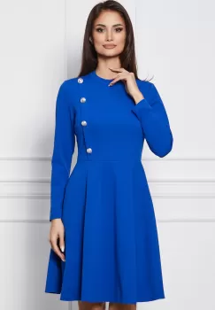Rochie Dy Fashion albastra cu nasturi decorativi imagine