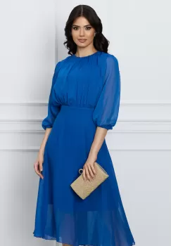 Rochie Dy Fashion albastra midi din voal imagine